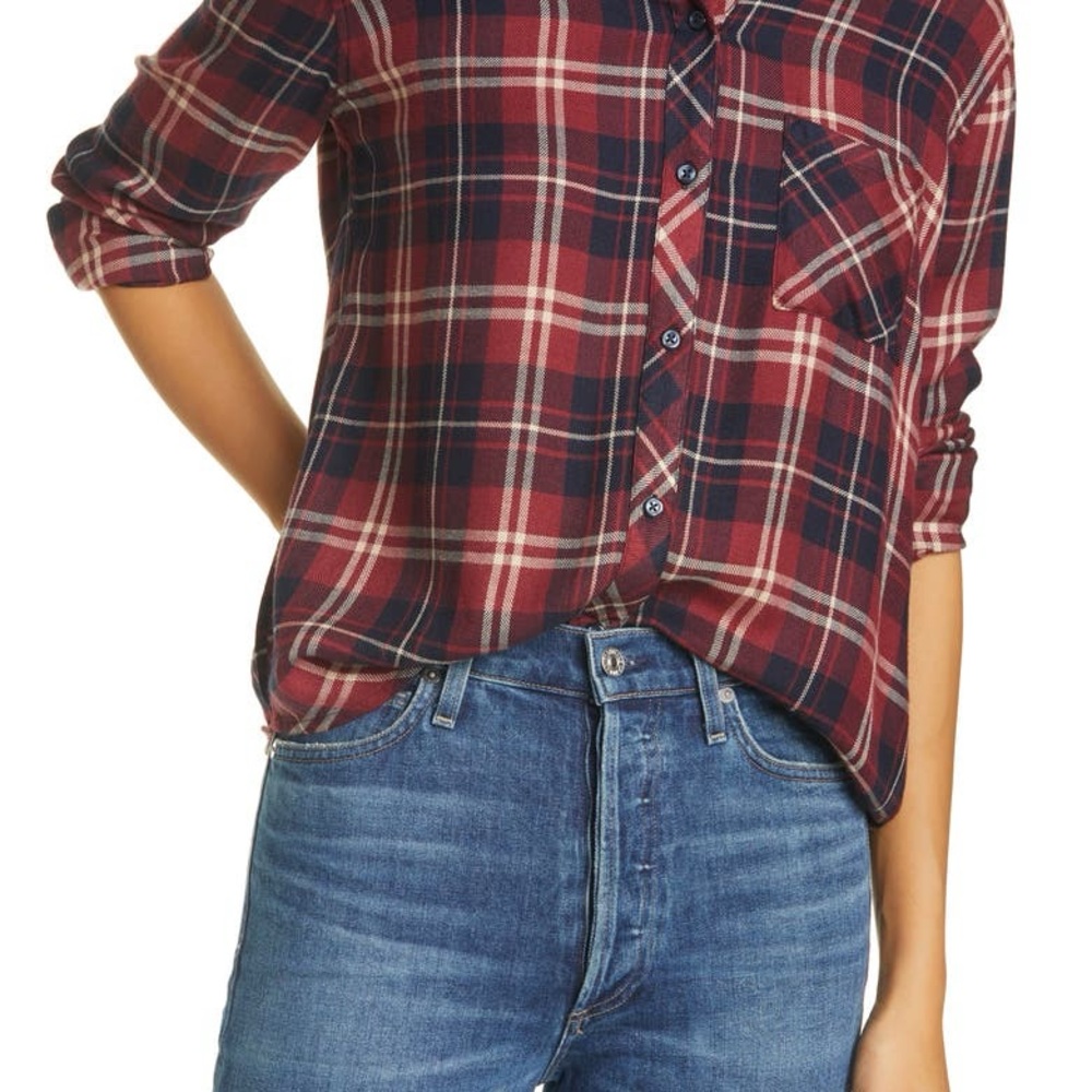 Rails Red and Blue Long Sleeve Button Down Shirt